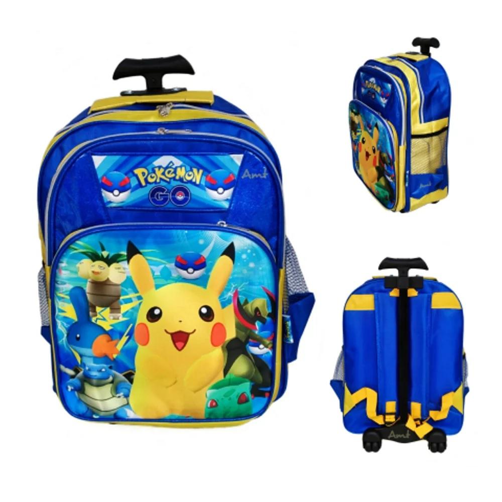 Tas Sekolah Troli Anak SD Trolley Roda Dorong Ransel Pokemon Go