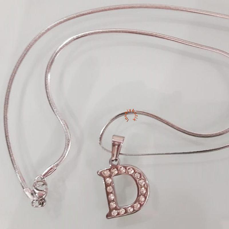 Lovely Honey Kalung Titanium Inisial D Silver Wanita / Kalung Titanium Wanita / Kalung Titanium / Aksesoris / Aksesoris Wanita / Kalung Wanita