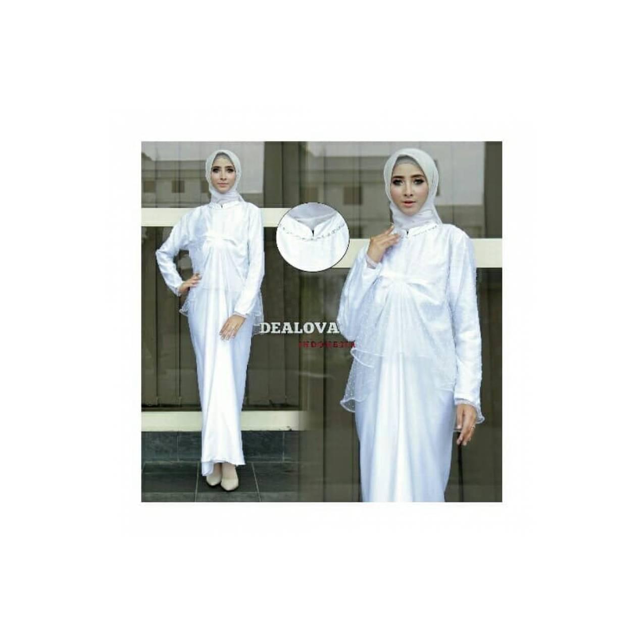 BAJU GAMIS MUSLIM PESTA GAUN PESTA MUSLIM KAFTAN SALMA WARNA PUTIH
