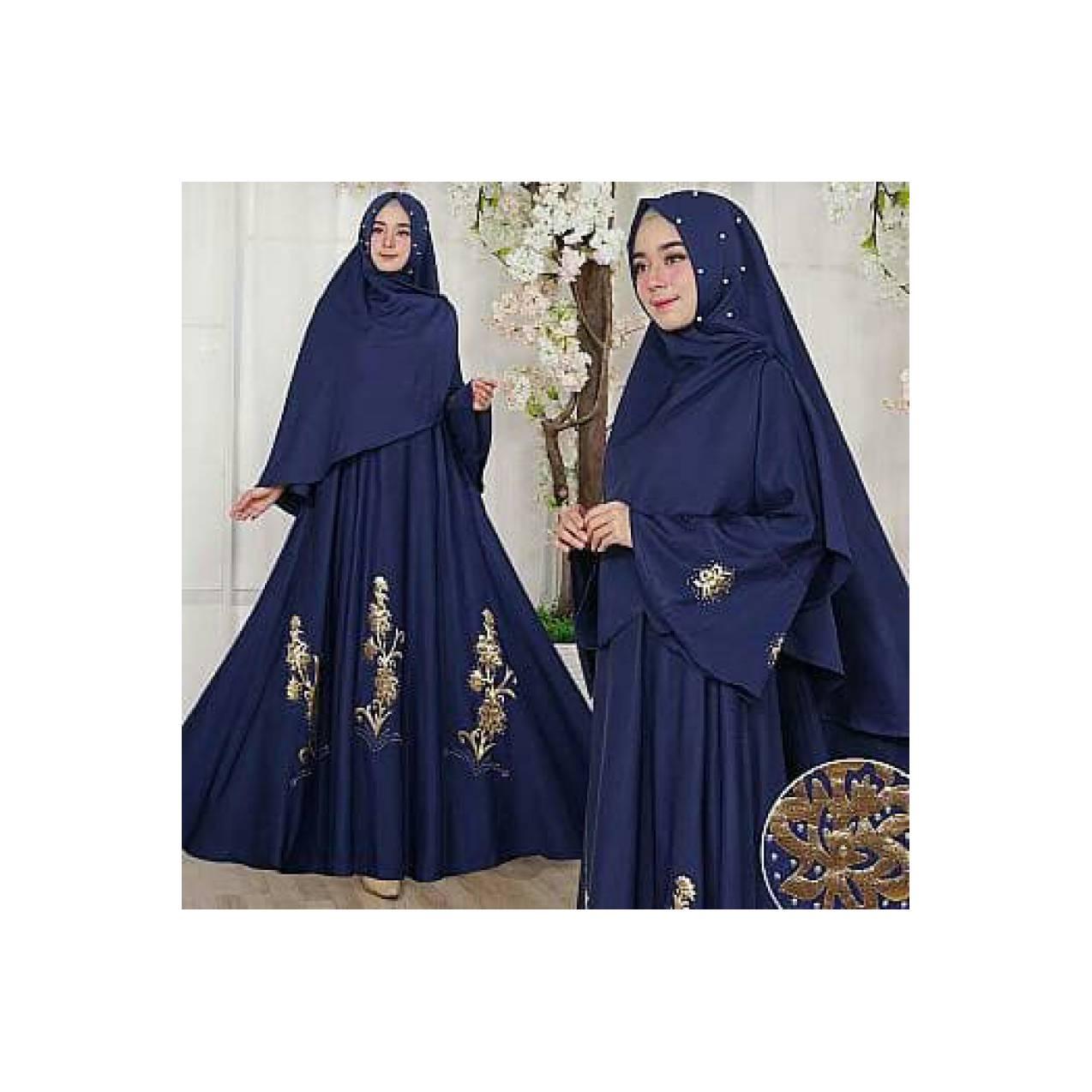 Dress gamis MAXI DRESS MUSLIM GAMIS BALOTELLI APLIKASI MOTEK DAN EMAS,