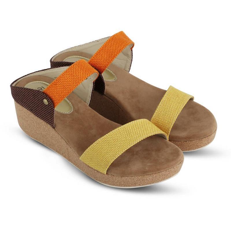 JK Collection Sepatu Wedges Wanita Kuning Komb - JTI 4012