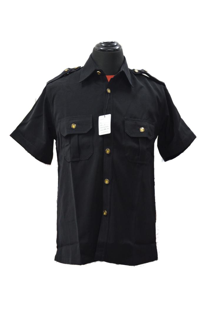 Baju / Kemeja Safari Hitam Supir / Security High Twist Lengan Pendek - 8xSfaz