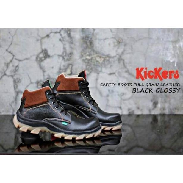 Sepatu Safety Boots Kickers Sol Karet Bams Untuk Kerja Hiking Touring