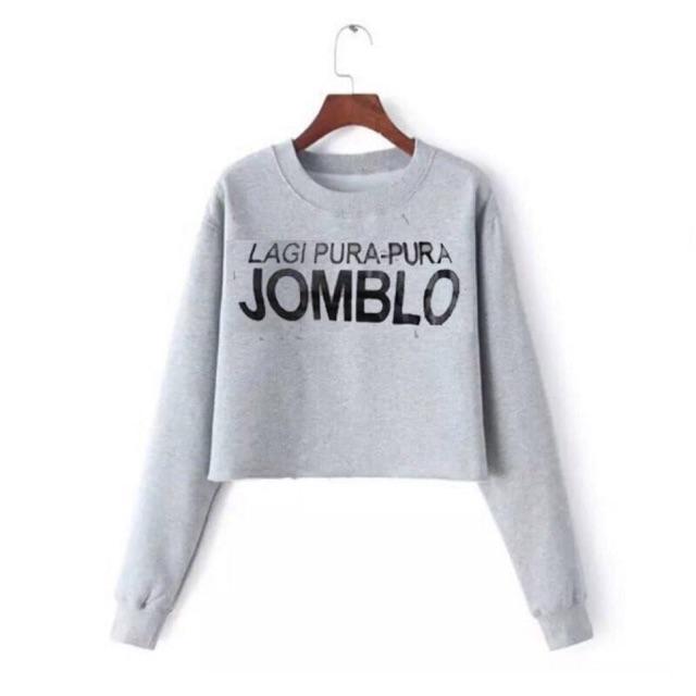 Damai fashion jakarta - baju atasan sweater wanita crop LAGI PURA PURA JOMBLO - konveksi baju murah