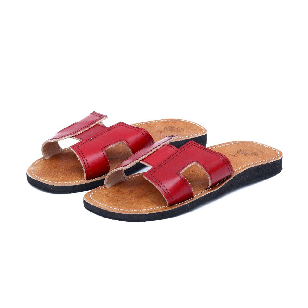 Sandal Kulit Asli Wanita Model H - Sandal Teplek Warna Maroon