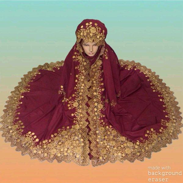 Mukena Bordir Bukittinggi Model KD Maroon Gold