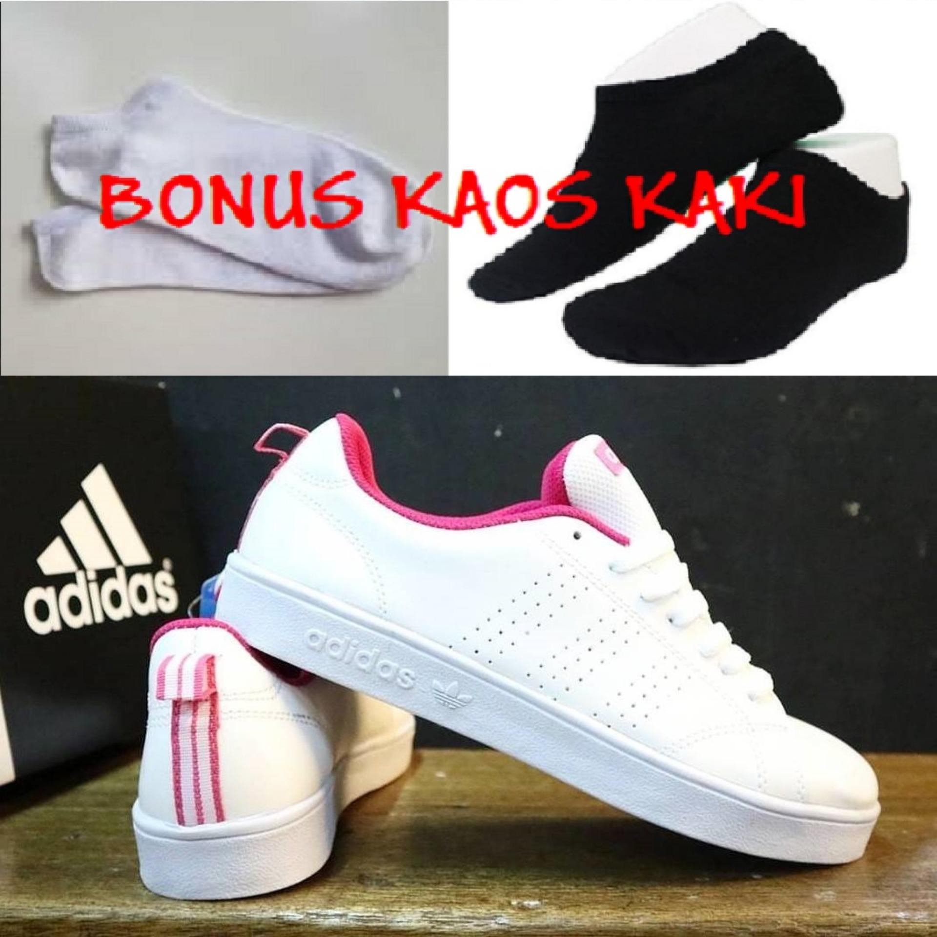 SEPATU SNEAKERS CASUAL KANVAS ADIDAS NEO ADVANTAGE PUTIH - BONUS KAOS KAKI