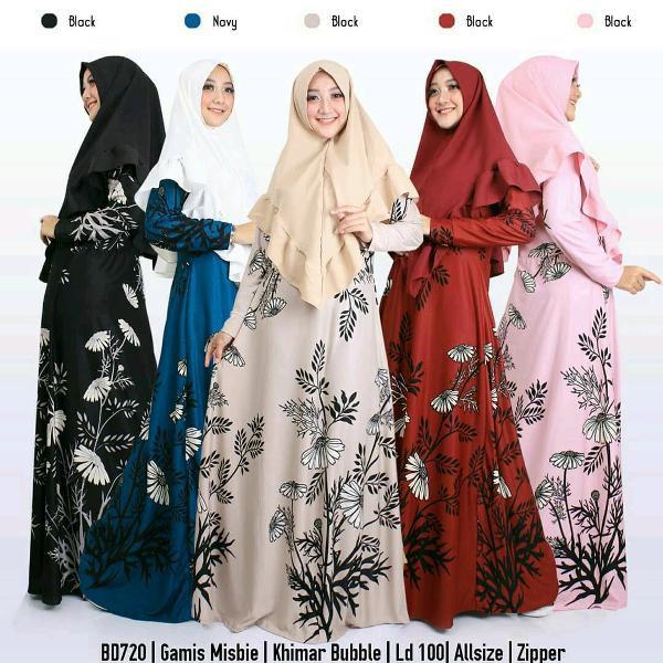 Promo Hari Ini New Setelan Gamis Misbie Cantik Allsize BD720 Untuk Lebaran