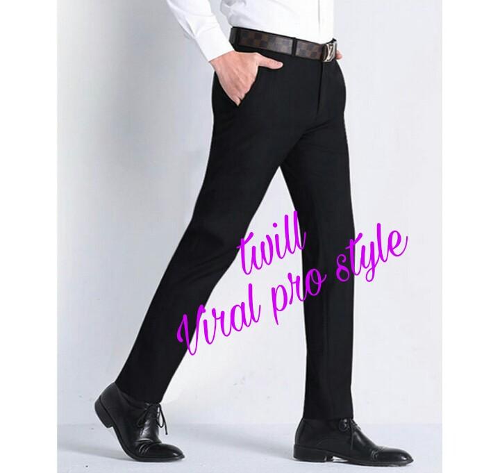 Viral Guido - Celana Panjang Pria Formal Kantor - Kerja - Slim Fit - Bahan Kain Drill / Twill - Hitam