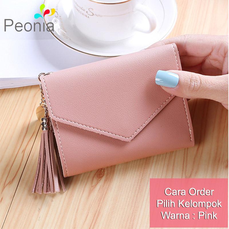 Peonia - Dompet Wanita Kecil Lipat Import - Korea Fashion Style - Tassel Heart Short