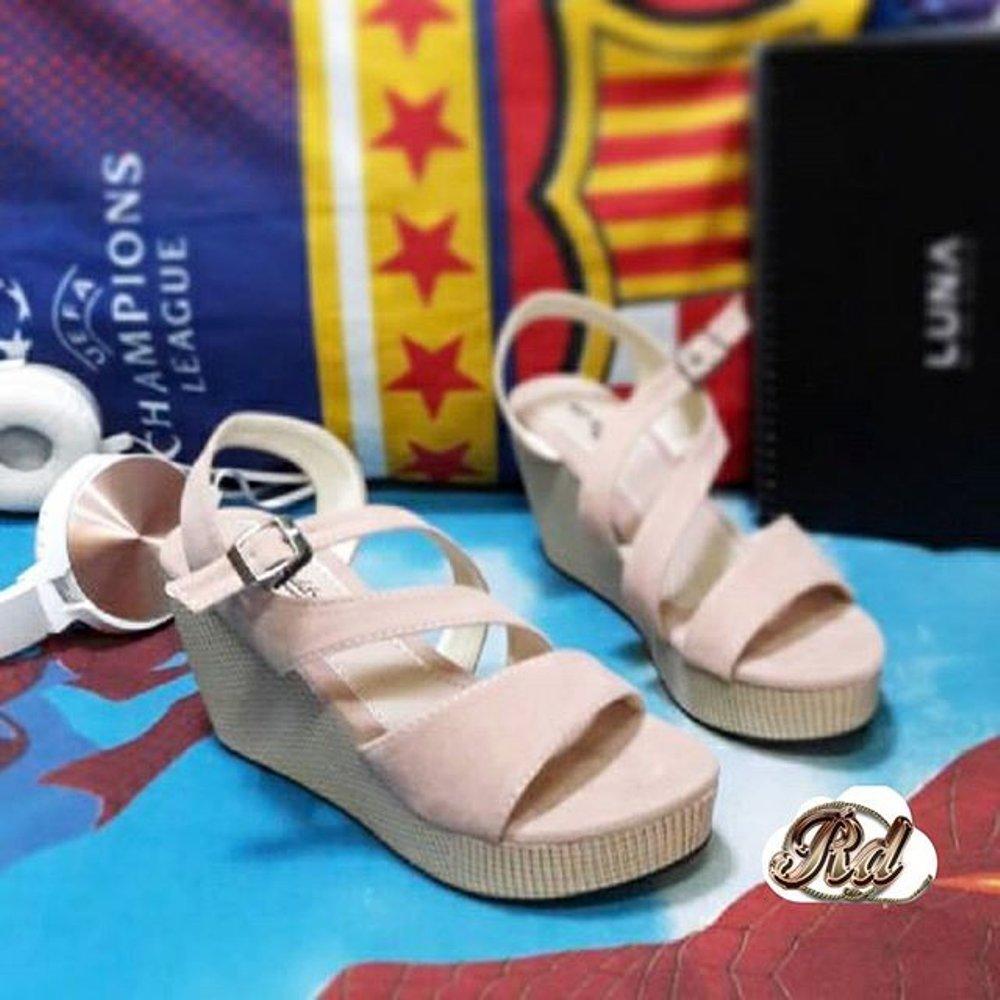 Sepatu murah Wedges RD Sueede Peach Lazada Flash Sale