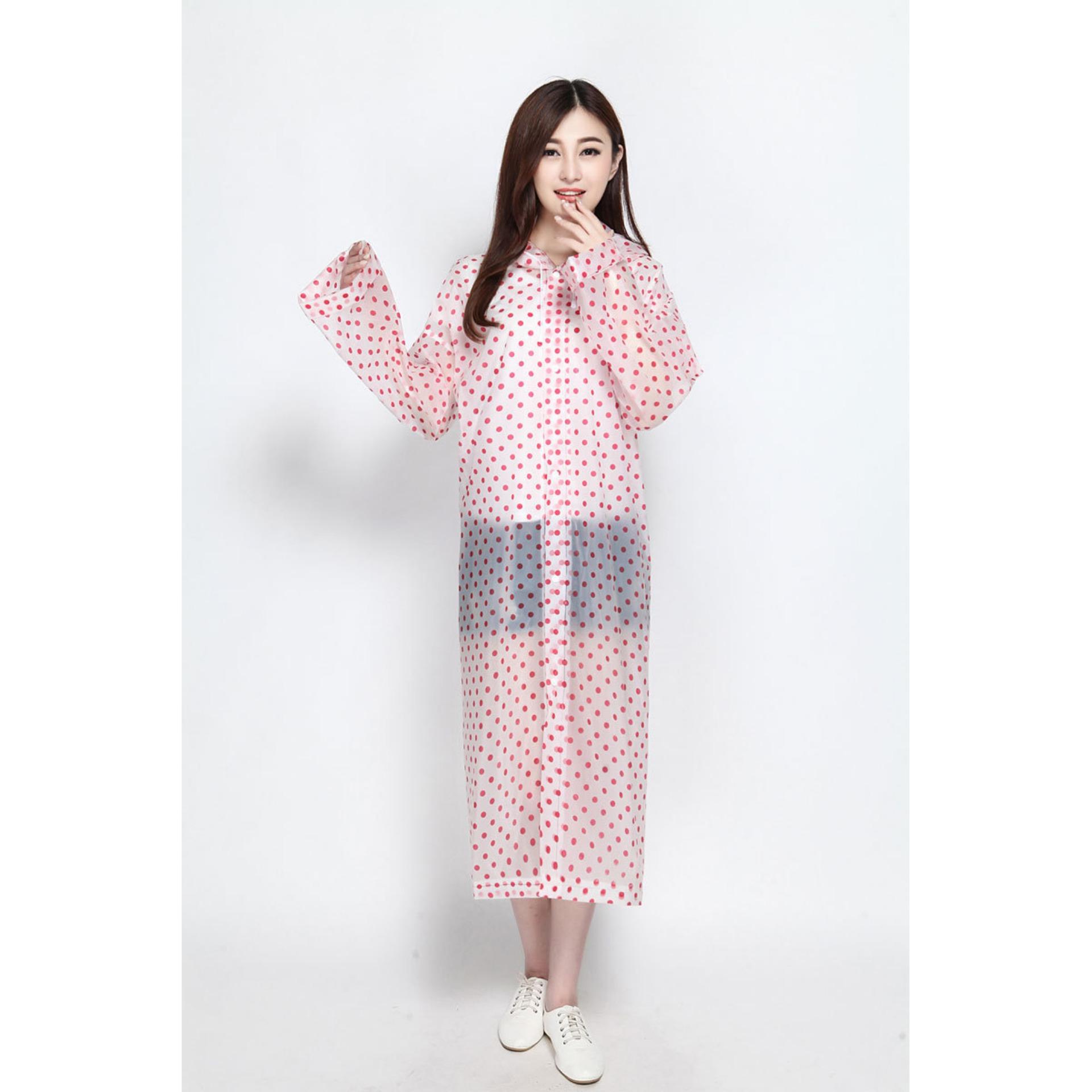 Jas Hujan Korea Polkadot Raincoat Poncho Ponco - Murah