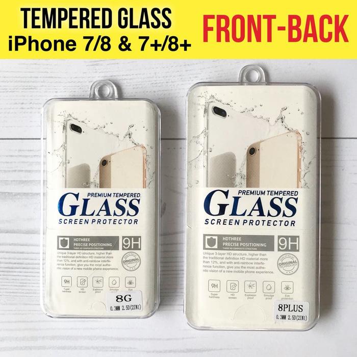 Tempered Glass Depan dan Belakang iPhone 7 7+ 8 8+ Plus X / Anti Gores