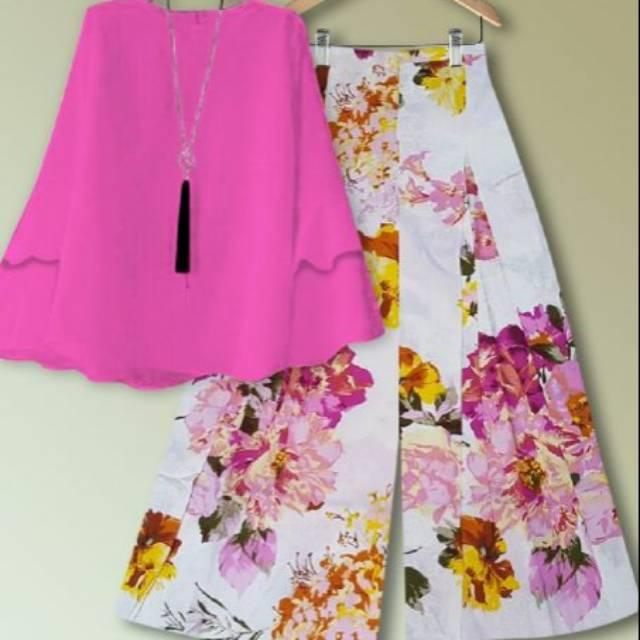 Stelan Kulot Manohara Blouse Balotelly Balotelly Celana Katun Jepang Murah Kekinian Tanah Abang