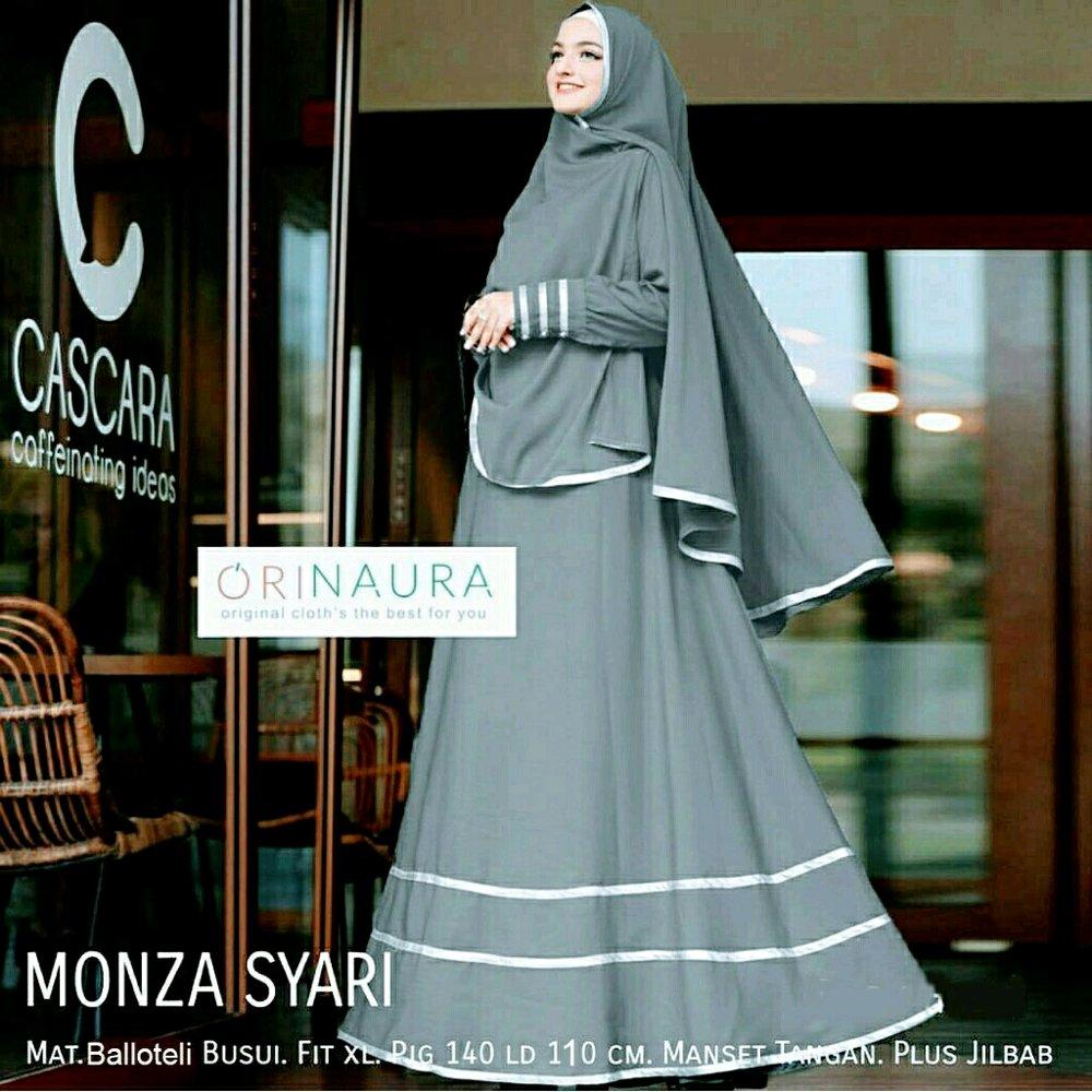 Mounza Syari Pj 130cm gamis Maxi Dress Polos anak Tanggung SMP SMA plus khimar di lapak anayanda shop anayandashop