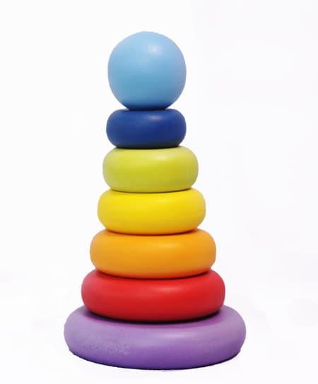 JUAL Mainan Edukatif / Edukasi Anak - Balok Kayu - Menara Donat Pelangi