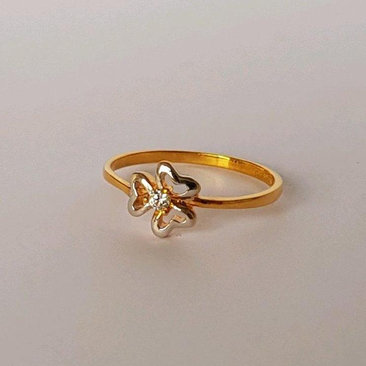 Size 13.5 Cincin Emas Asli Kadar 875 Tri Clover Perhiasan Emas Cincin Remaja Gold Ring