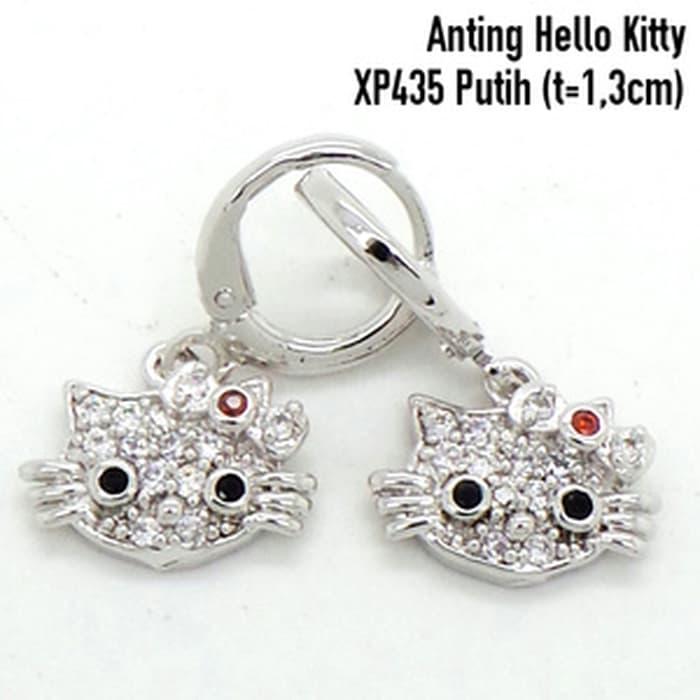 Anting Hello Kitty Perhiasan Lapis Emas Putih Aksesoris Wanita XP435P