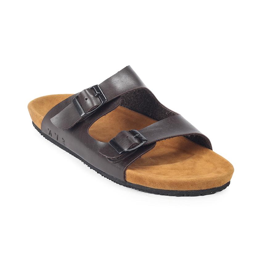 Sandals Tali Kulit Kasual Almo Dark Brown / Model Birkenstock / Sandal Stylish