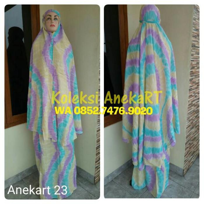 MUKENA BALI MOTIF PELANGI MUKENAH KATUN RAYON RAINBOW DEWASA JUMBO - MUQEENA