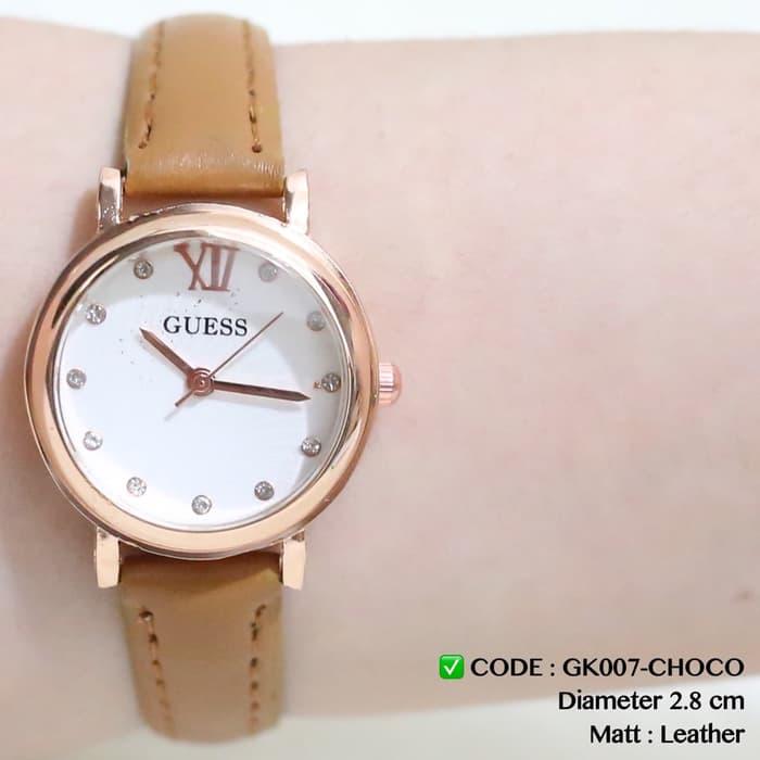 Jam tangan wanita guess tali kulit leather termurah flash sale cewek HOT