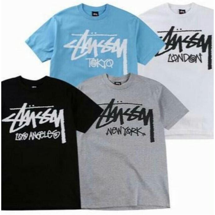 Kaos Tshirt Baju Combed 30S Distro Stussy Los Angeles New York Tokyo - Comjersey