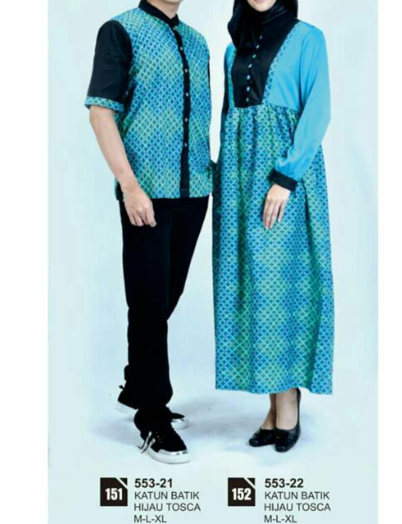 Batik Couple Warna Biru Tosca