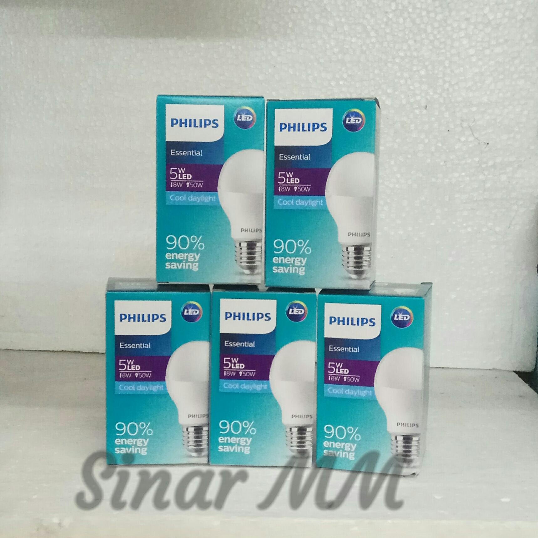 Paket 5... Lampu Philips Led Essential 5 watt PUTIH / 5 pcs