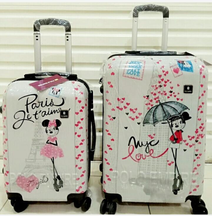 Koper fiber murah motif Minnie Polo Empire Cabin size 20inch