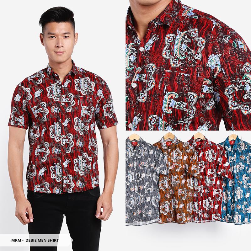 Debie Batik Slim Fit Men Shirt-Teal