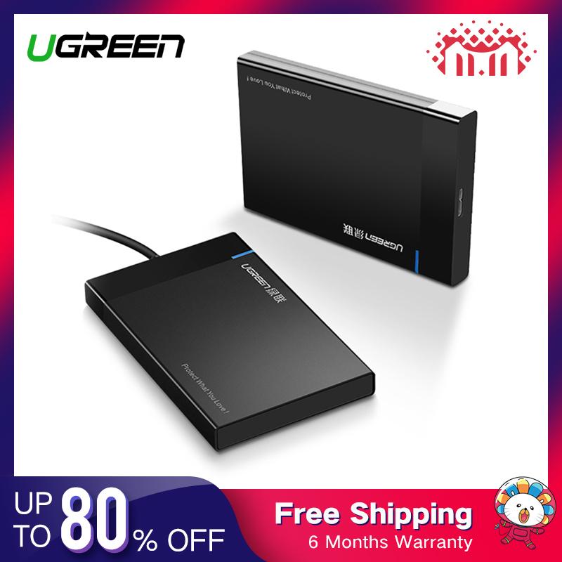 UGREEN Enclosure Harddisk Eksternal USB 3.0 dari Harddisk Eksternal SATA untuk 2.5 Inch HDD dan SSD Hingga 6TB, Mendukung UASP Warna Hitam