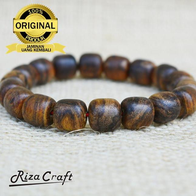 Gelang Kayu Gaharu Wangi Asli Kalimantan Kotak Kapsul Super King Grade A motif Zebra Unik Langka
