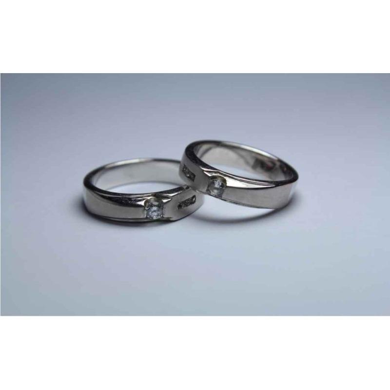 sepasang cincin nikah emas putih 12k AuAg
