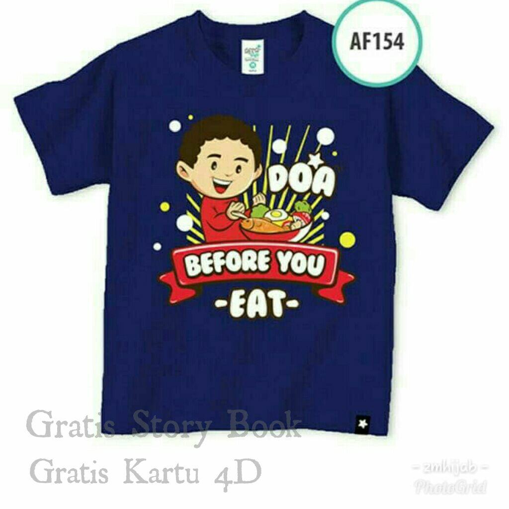 Afrakids kaos baju anak muslim branded do'a before you eat AF154 - navy