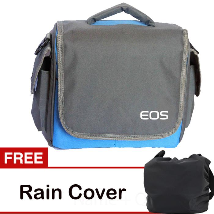 Tas Kamera Canon Mirrorless Biru Kotak Free Jas Hujan (Rain Cover) Kode UT Berkualitas