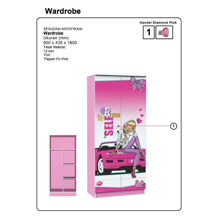 Lemari Pakaian 2 Pintu Karakter Barbie WD BB 12180 BG