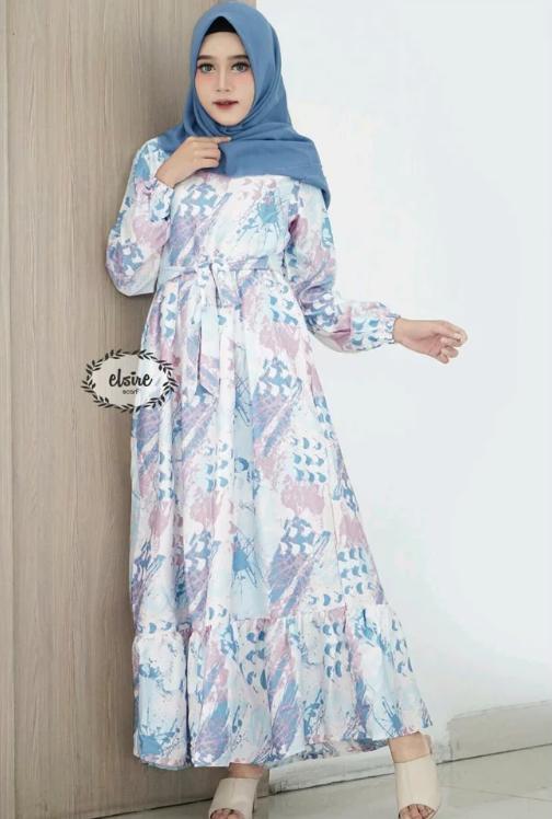 Gamis Dress Maxmara Motif Abstrak Rasita Dress Ori By Elsire