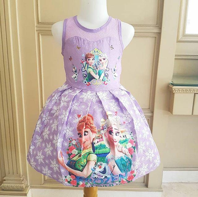 GA2611 FROZEN LACE PURPLE ( ) DRESS PESTA ANAK IMPORT GAUN