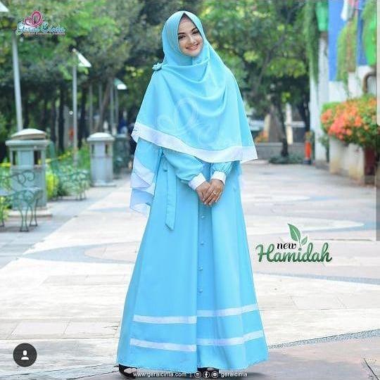 Baju Muslim Original Gamis New Hamidah Syari Dress Wolfice Muslim Panjang Dress Casual Wanita Pakaian Hijab Modern Baju Gamis Modis Trendy Gaun Terbaru