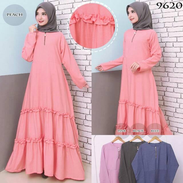 GAMIS KATUN POLOS TERMURAH! Baju Gamis Wanita Gamis Polos Remaja Gamis Katun Supernova Velove 9620 (PINK)