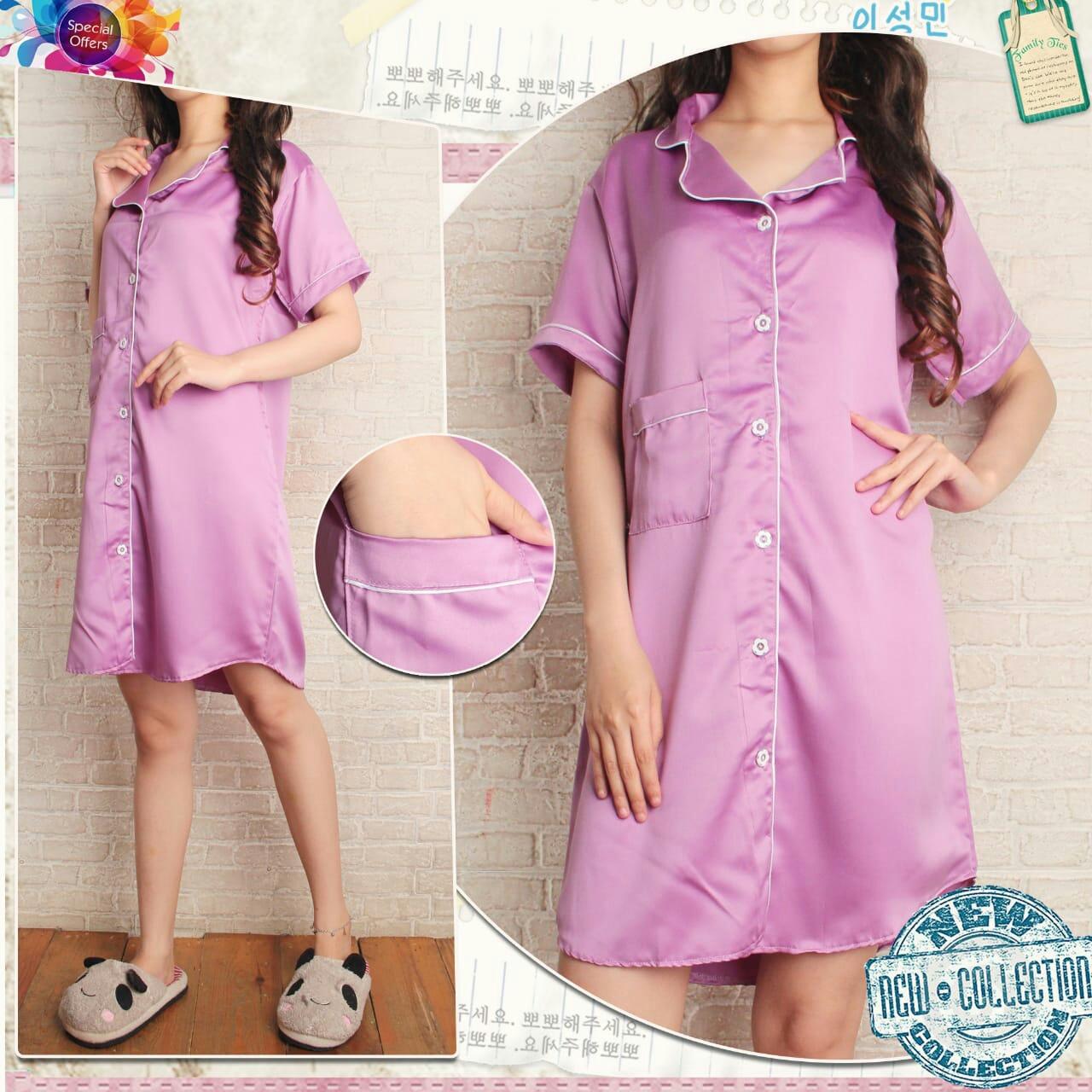 Kekinian_Shop Pajamas Satin Daster/Baju Tidur/Pajamas Kekinian/Fashion Wanita/Fashion Pria