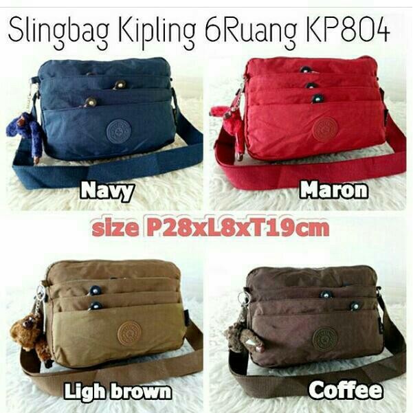 K804B Tas Selempang Wanita Import Kipling Polos 6Ruang
