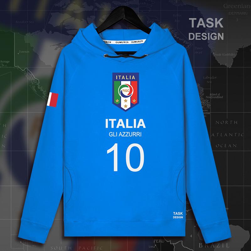 Italia Pria Logo Tim Baju Olahraga Sepatu Sepak Bola (Bagian Tipis Berkerudung Warna Biru)