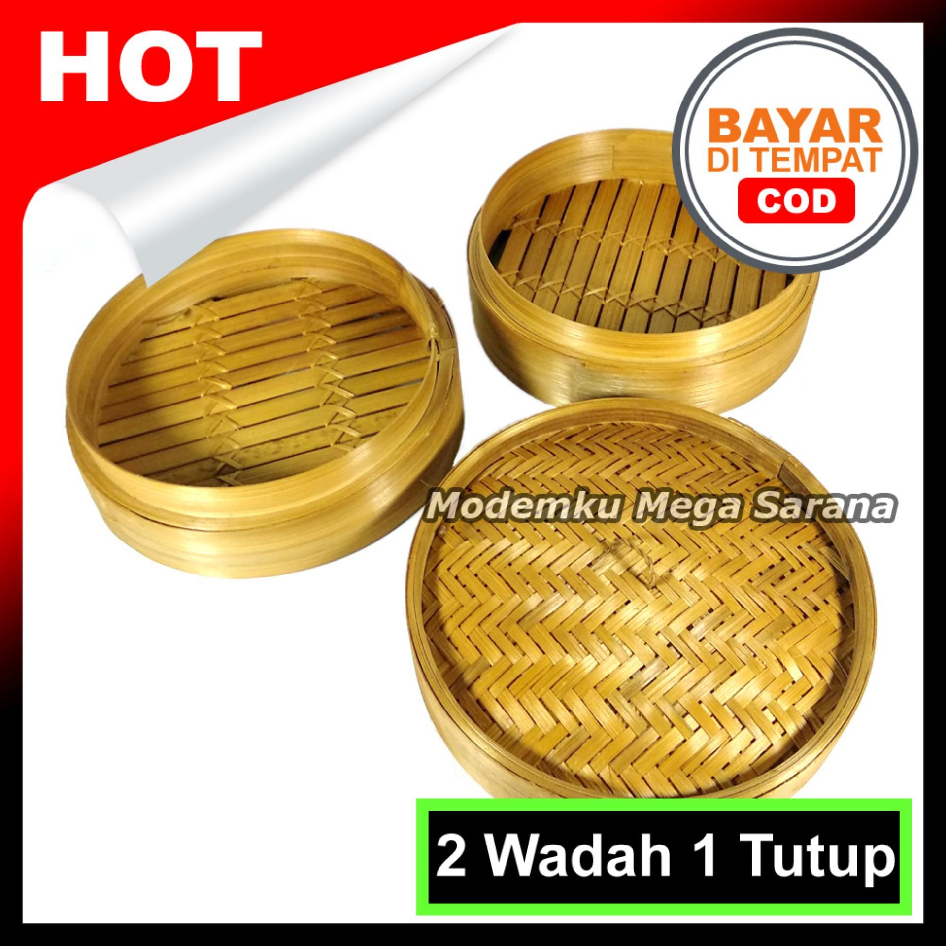 Klakat Bambu Dimsum 25cm Kukusan Bambu - 2 Wadah + 1 Tutup