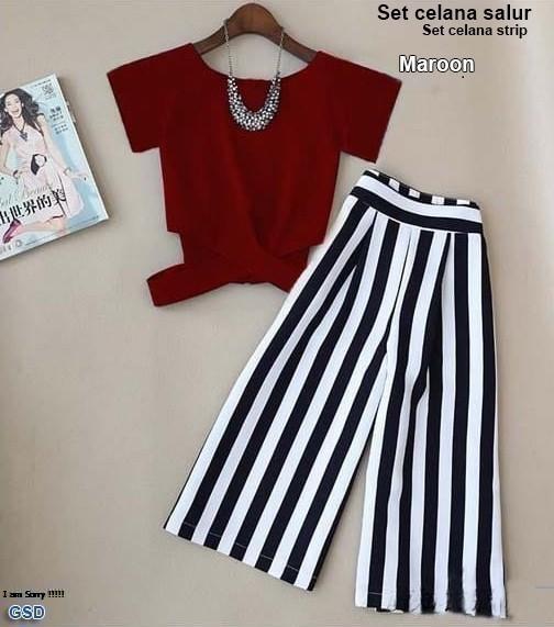 GSD Setelan Baju Dan Celana / Blus Cewek / Baju Wanita / Celana Panjang / St Celana Salur
