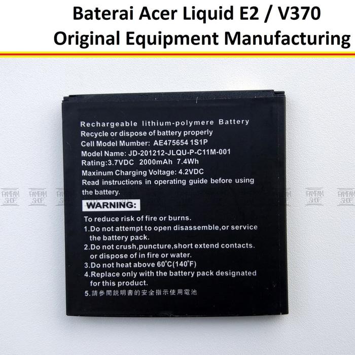 Baterai HP Acer Liquid E2 V370 Original OEM Batre Batrai Battery