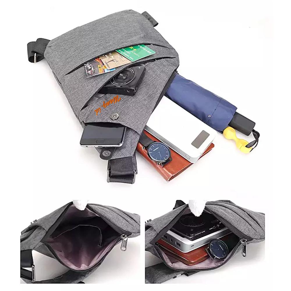 Pelangi Tas wang.id slim Selempang Pria dan wanita Anti Maling Chest Bag Messenger Rz2929 grey 
