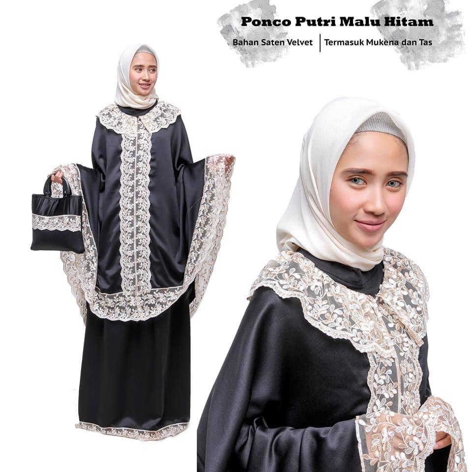TERLARIS!!! MUKENA VELVET PONCO PUTRI MALU HITAM mukena mewah / mukena dewasa / mukena tatuis / mukena anak / mukena bali / mukena katun jepang