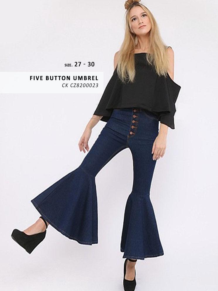 Celana Jeans Cutbray Fashion Wanita - Umbrella cutbray FIVE BUTTON NAVY - ANCIEN JEANS