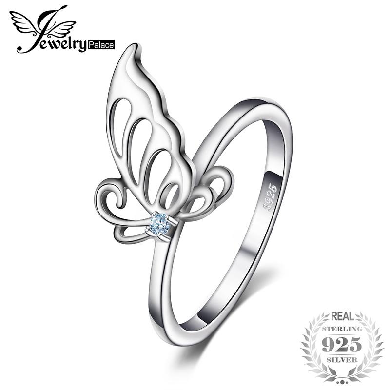 Jewelrypalace Kupu-kupu Dibuat Cahaya Spinel Biru Cincin Pernyataan 925 Perak Berkilau